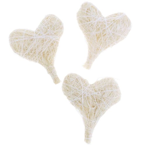 Sisalherz creme 5cm - sisalherz, st